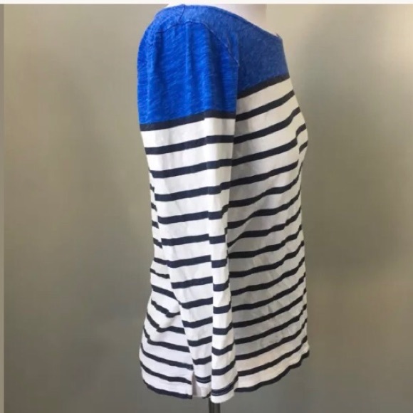 J Crew color block stripe 3/4 sleeve top -sz S - Picture 2 of 4